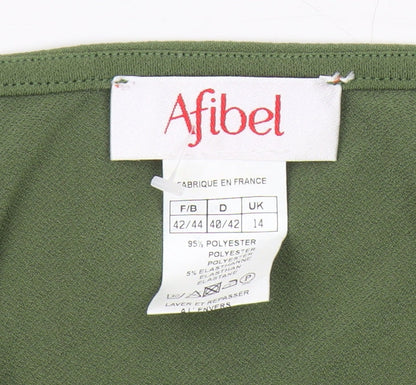 Womens UK Size 14 Afibel Green Basic Blouse