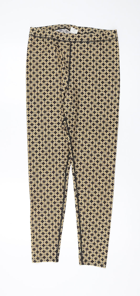 H&M Women's Multicoloured Geometric Trousers - Size 16