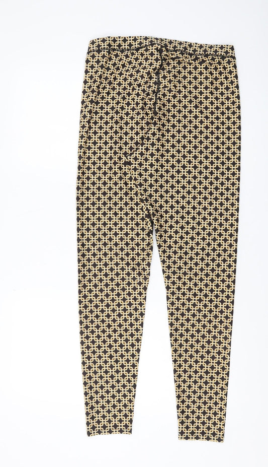 H&M Women's Multicoloured Geometric Trousers - Size 16