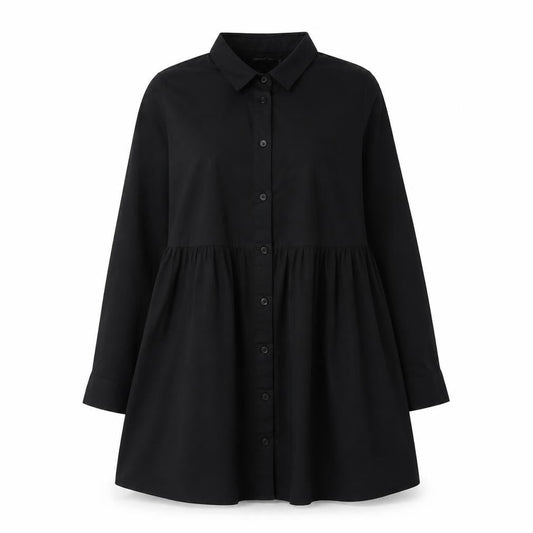 Front view of ASOS Women’s Black Shirt Dress, size UK 12
