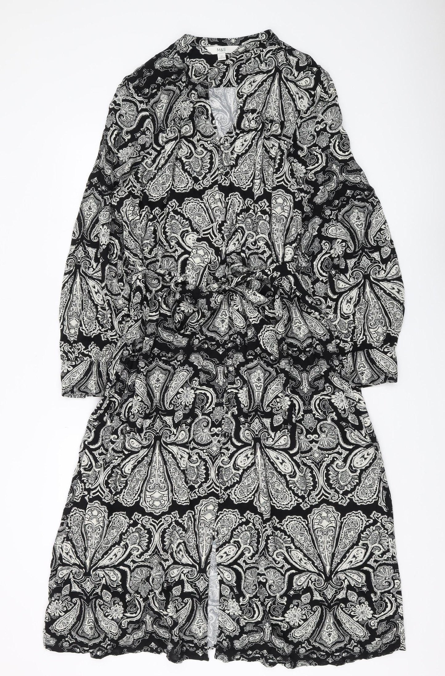 Marks and Spencer Womens Black Paisley A-Line Dress