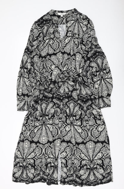 Marks and Spencer Womens Black Paisley A-Line Dress