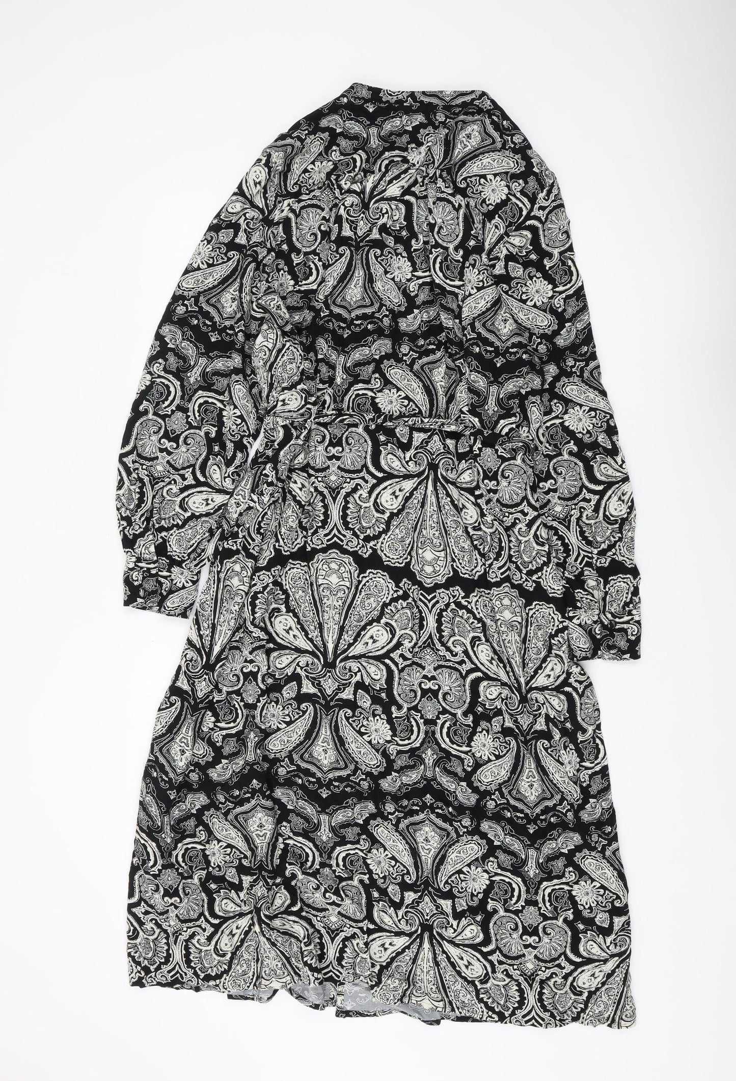 Marks and Spencer Womens Black Paisley A-Line Dress