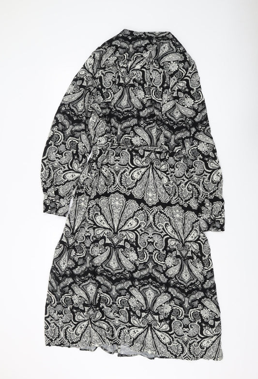 Marks and Spencer Womens Black Paisley A-Line Dress