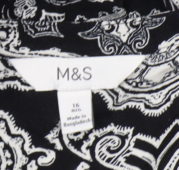 Marks and Spencer Womens Black Paisley A-Line Dress
