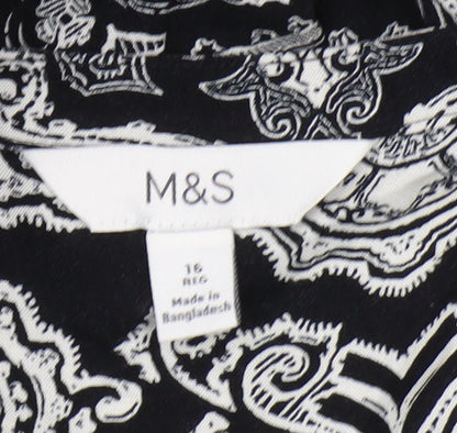 Marks and Spencer Womens Black Paisley A-Line Dress