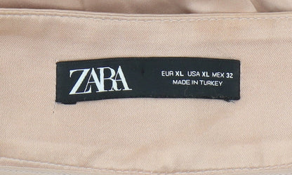 Zara Women's Beige Cropped Trousers XL Casual