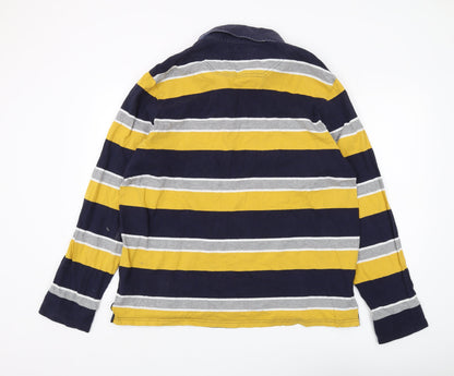 Marks and Spencer Men's Navy Yellow Striped Polo XL