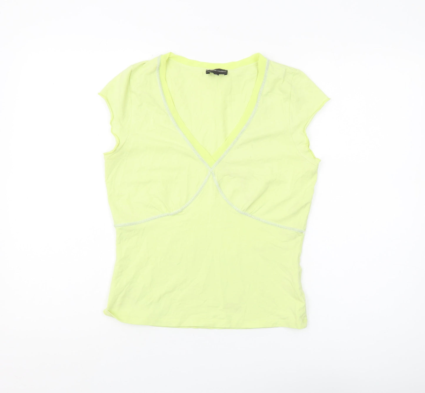 Claudia Sträter Women's Yellow V-Neck T-Shirt, Size 8