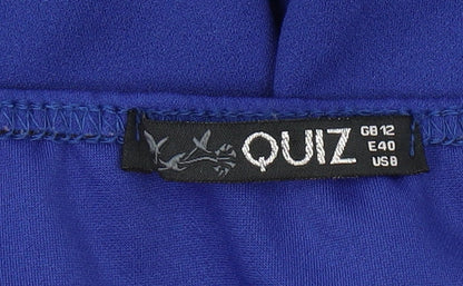 Quiz Women's Blue Jumpsuit, Size 12, Ruffle V-Neck