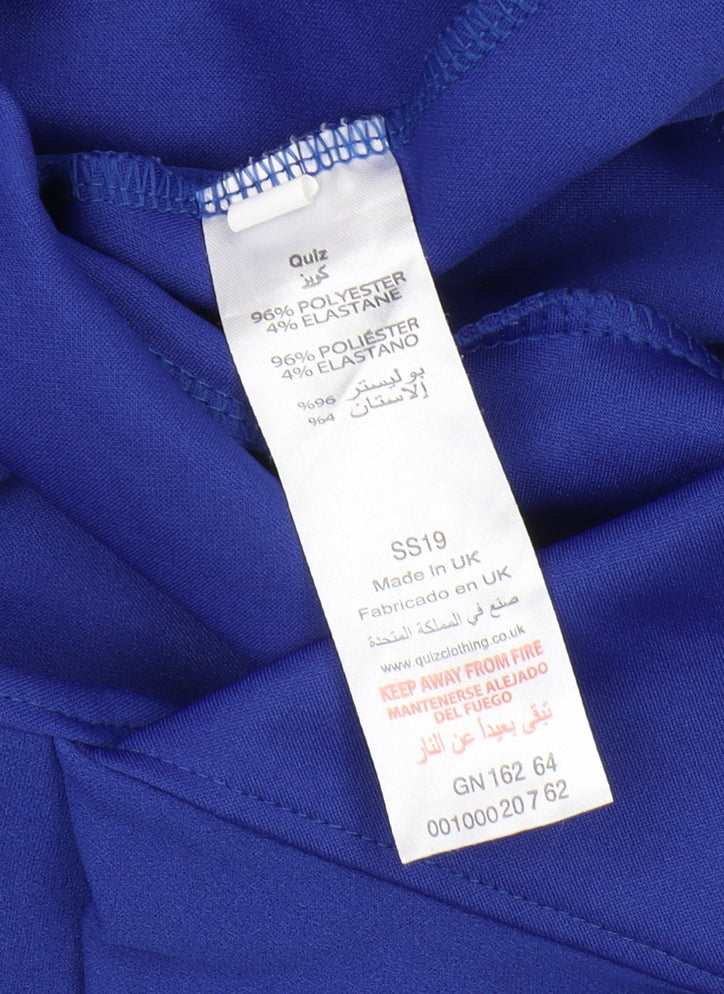 Quiz Women's Blue Jumpsuit, Size 12, Ruffle V-Neck