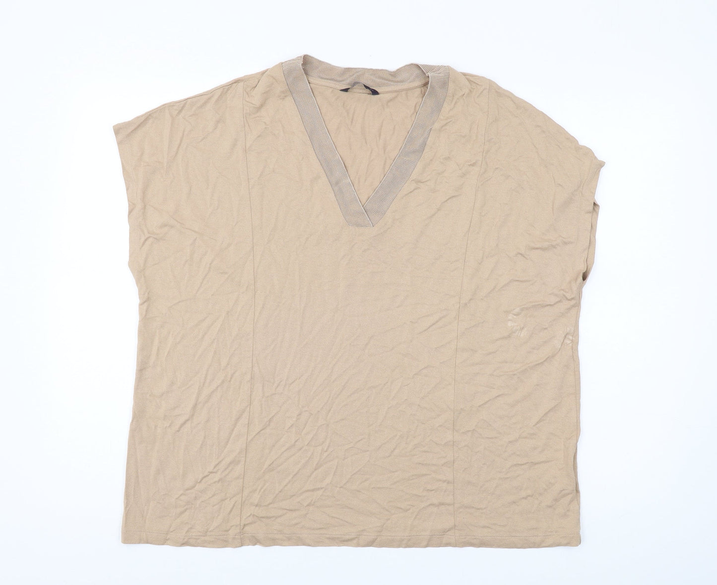 Womens UK Size 20 Marks and Spencer Beige Basic T-Shirt