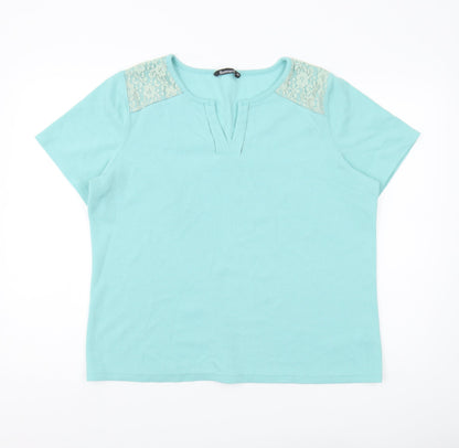 Bonmarché Women's Blue Lace Accented T-Shirt Size 20