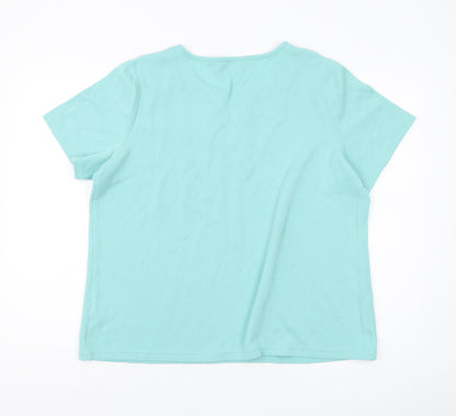 Bonmarché Women's Blue Lace Accented T-Shirt Size 20