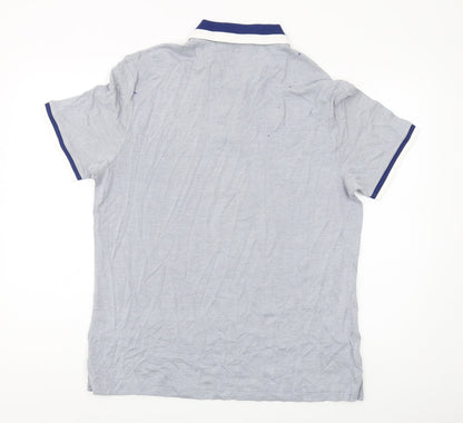 Marks and Spencer Men's Blue L Geometric Polo Shirt