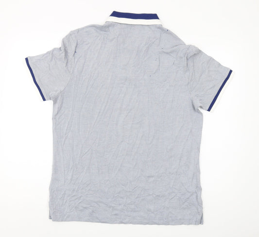 Marks and Spencer Men's Blue L Geometric Polo Shirt