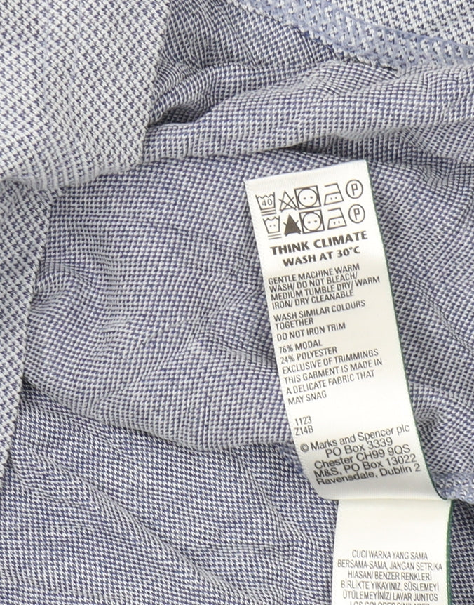 Marks and Spencer Men's Blue L Geometric Polo Shirt