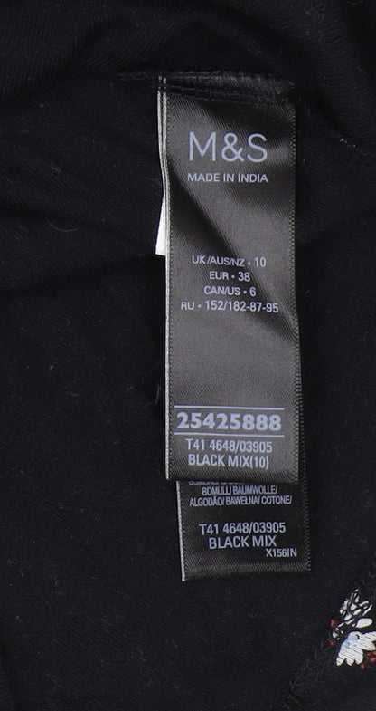 Womens UK Size 10 Marks and Spencer Black Basic T-Shirt