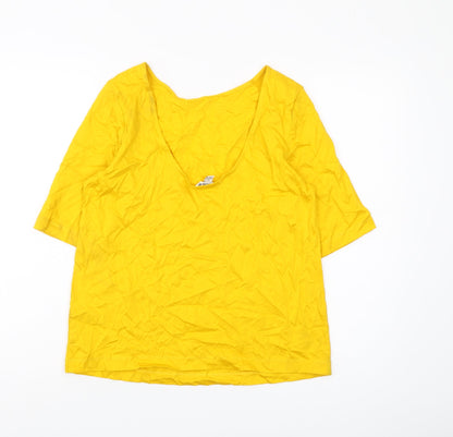 Jaeger Women's Yellow Basic T-Shirt Size 12