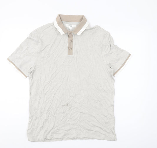 Marks and Spencer Beige Men's M Polo Short Sleeve