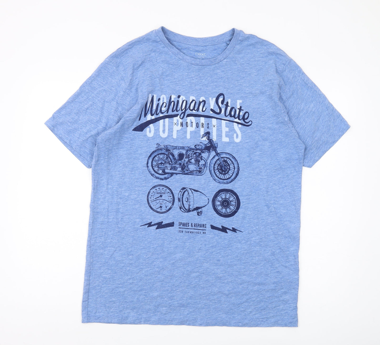 Next Men's Blue Motorcycle Graphic T-Shirt L