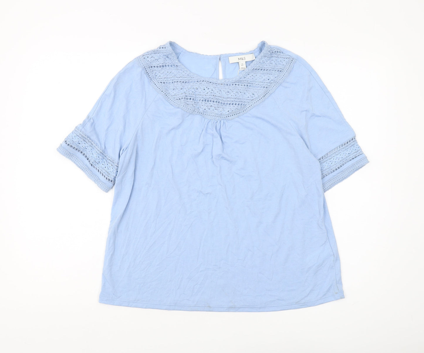 Womens UK Size 12 Marks and Spencer Blue Jersey Blouse