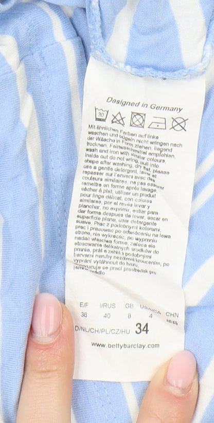 Betty Barclay Women's Blue Striped T-Shirt Size 8