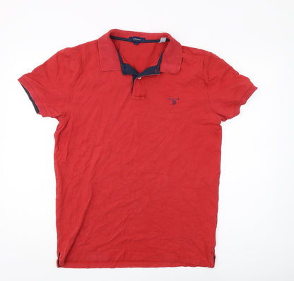 Gant Men's Red Polo Shirt L Cotton Elastane