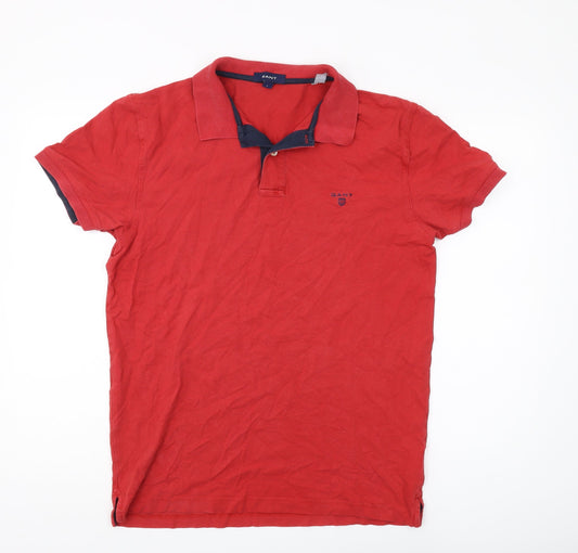 Gant Men's Red Polo Shirt L Cotton Elastane