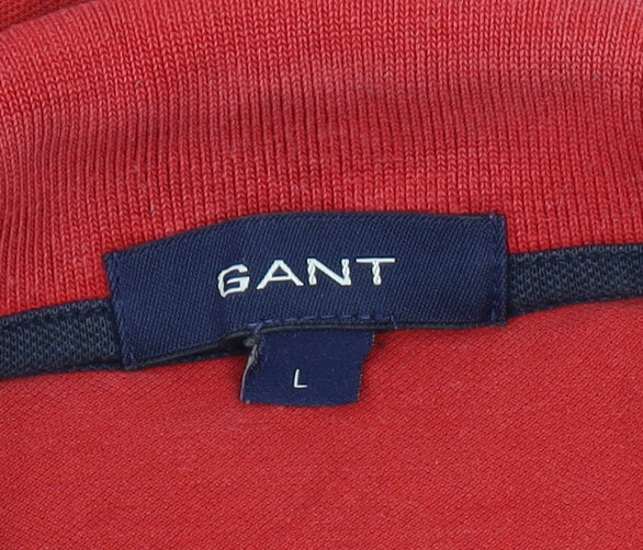Gant Men's Red Polo Shirt L Cotton Elastane