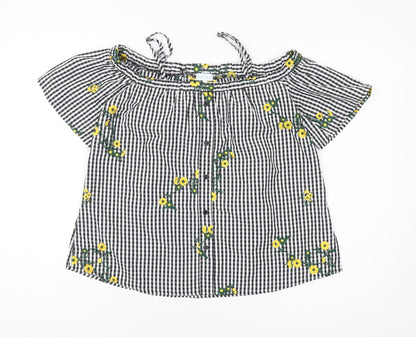 Blue Vanilla Women's Black Check Blouse, Size 8, Off Shoulder