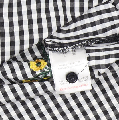 Blue Vanilla Women's Black Check Blouse, Size 8, Off Shoulder