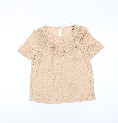 Womens UK Size S Zara Beige Basic Blouse