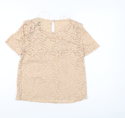 Womens UK Size S Zara Beige Basic Blouse
