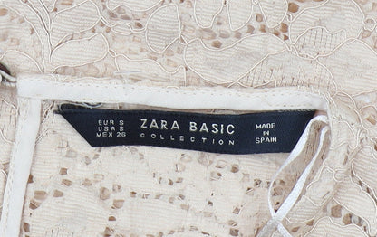 Womens UK Size S Zara Beige Basic Blouse