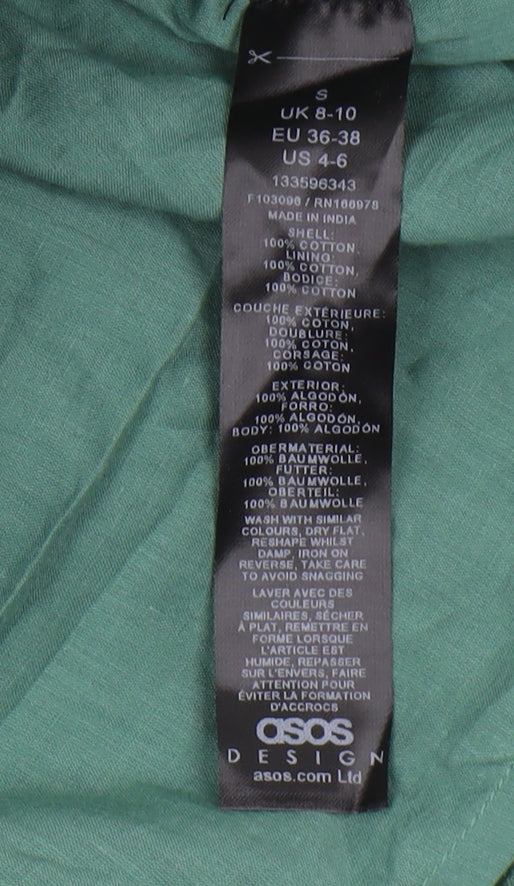 ASOS DESIGN Women's Green Short Trapeze Dress - Size 8-10