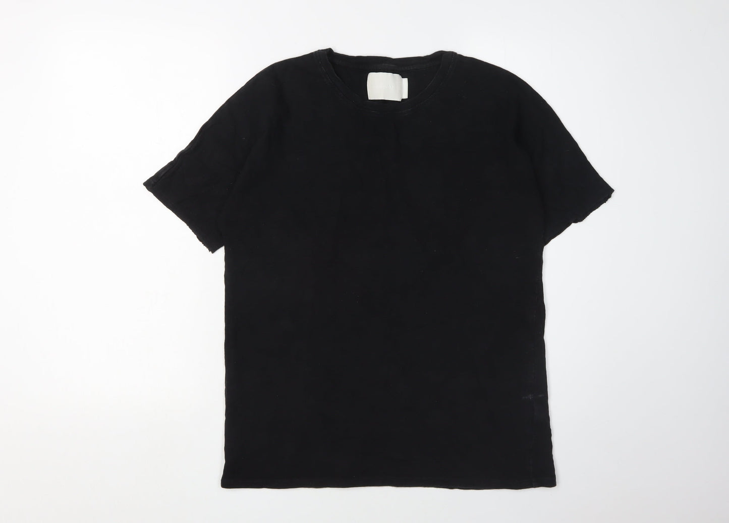 ADYN Men's Black Cotton Crew Neck T-Shirt, Size S