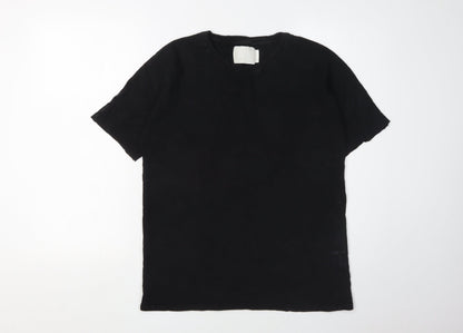 ADYN Men's Black Cotton Crew Neck T-Shirt, Size S