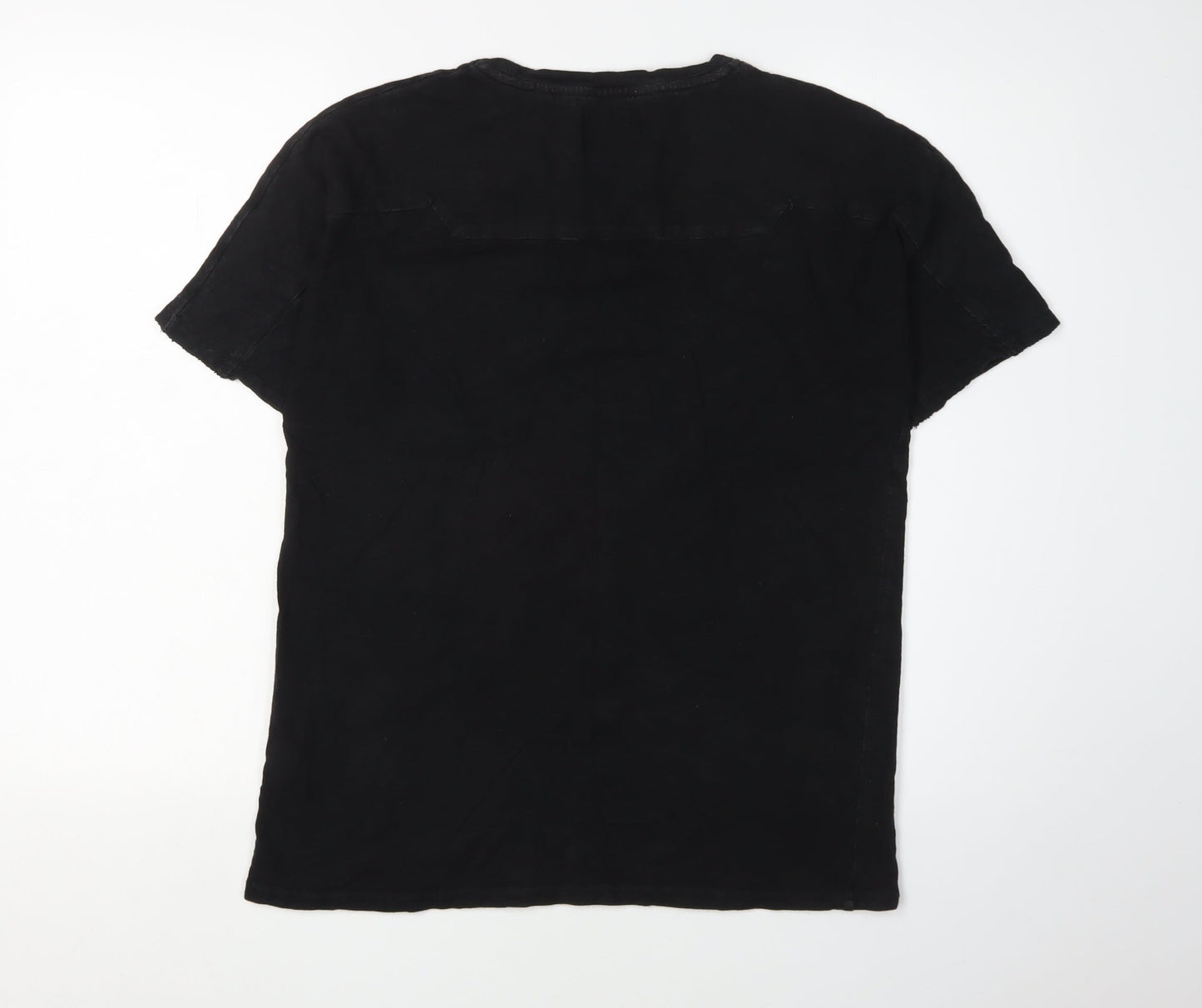 ADYN Men's Black Cotton Crew Neck T-Shirt, Size S