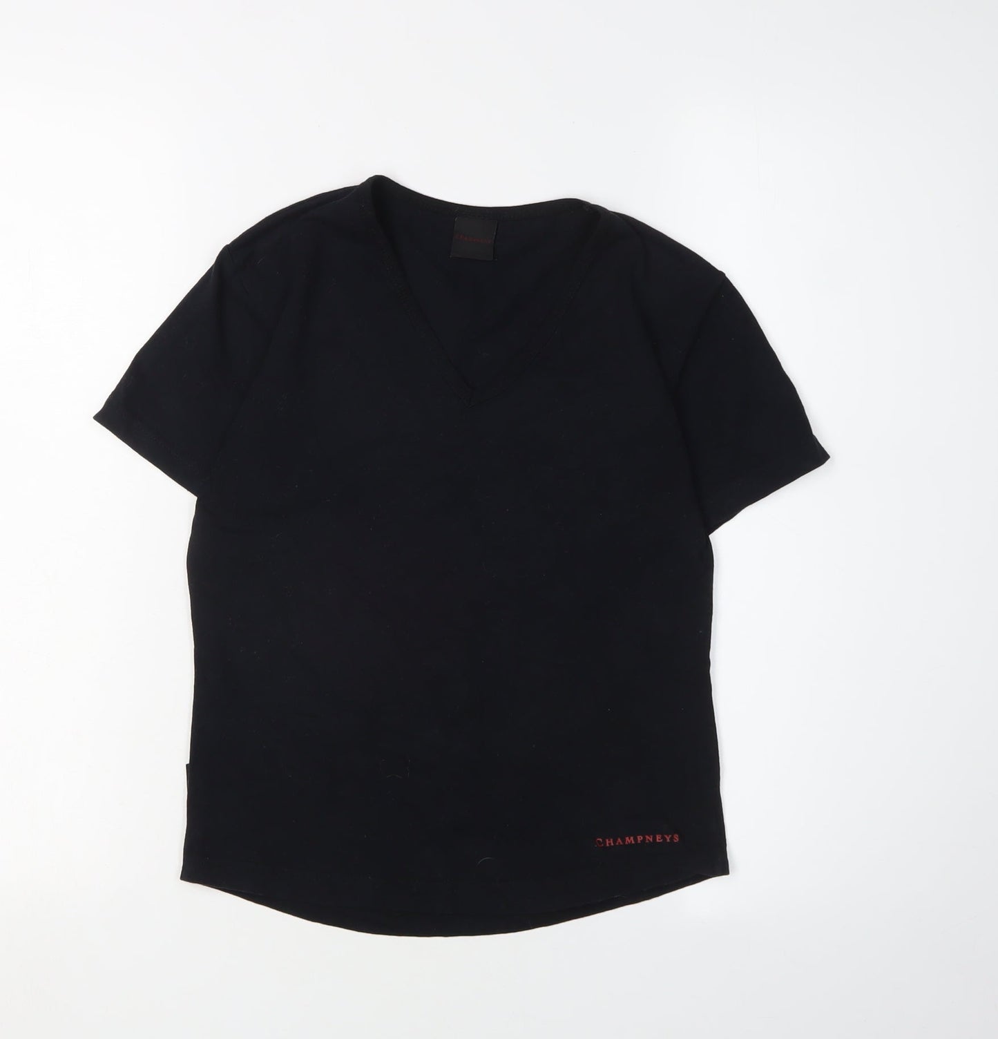 Champneys Black V-Neck T-Shirt M Unisex Casual Wear