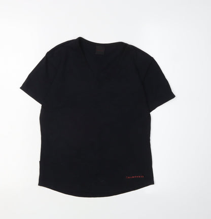 Champneys Black V-Neck T-Shirt M Unisex Casual Wear