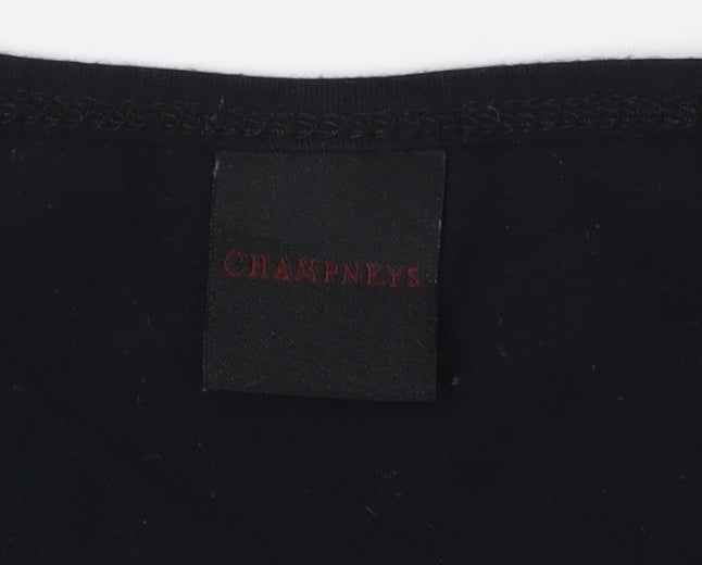 Champneys Black V-Neck T-Shirt M Unisex Casual Wear