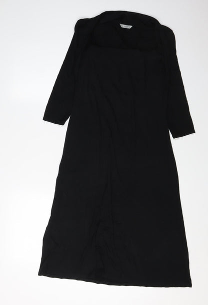 Marks and Spencer Black Midi Dress UK 12 Women Classic