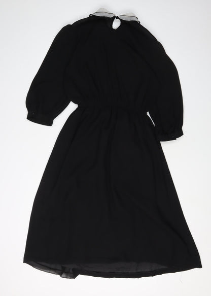 Next Women's Black Midi Shift Dress Size 12 Retro Chic