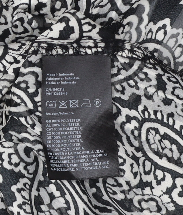 Womens UK Size XS H&M Black Tunic Blouse