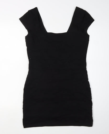 H&M Women's Black Bodycon Mini Dress - Size 12