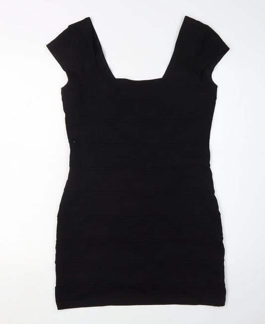 H&M Women's Black Bodycon Mini Dress - Size 12