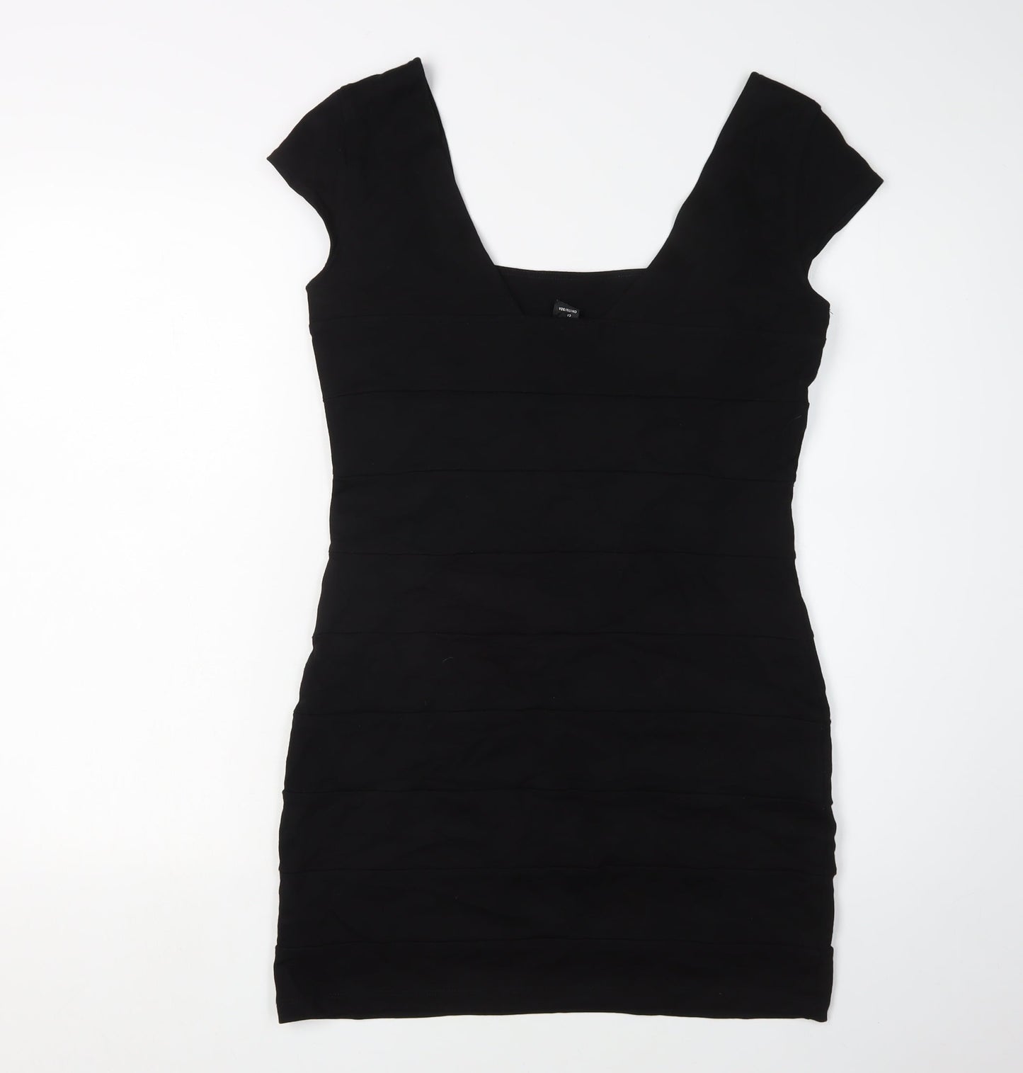 H&M Women's Black Bodycon Mini Dress - Size 12