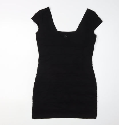 H&M Women's Black Bodycon Mini Dress - Size 12