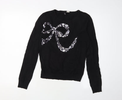 Womens UK Size 4 Divided Black Pullover Jumper